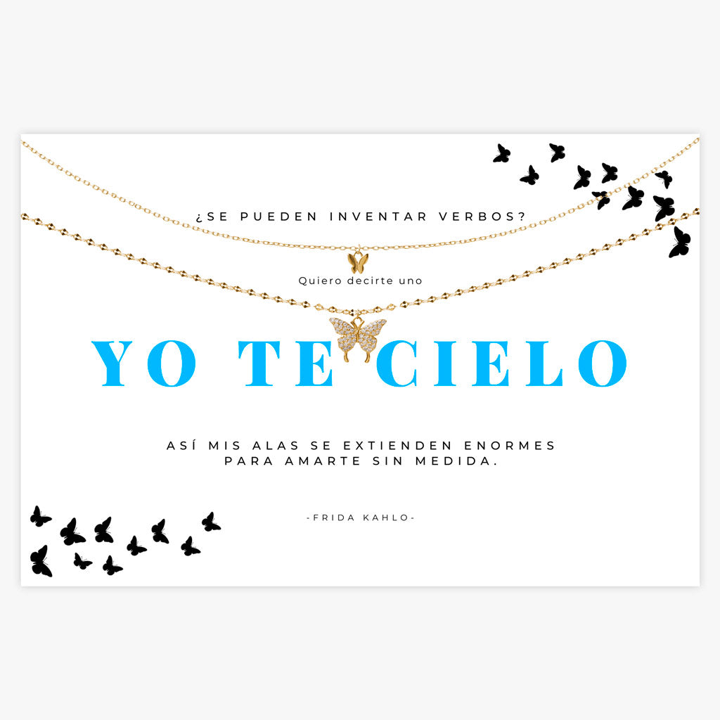 Collar Papillon Oro con Tarjeta Frida Kahlo